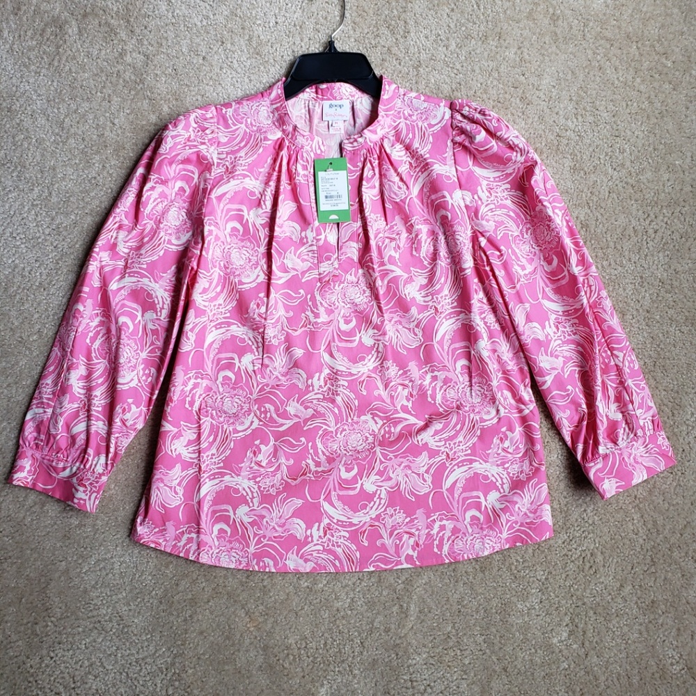 NWT Lilly Pulitzer Goop Paltrow Blouse, Hotty Pink